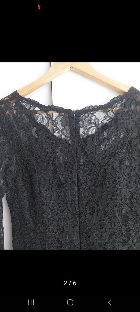 Dantel Detaylı Siyah Midi Elbise - Görsel 2