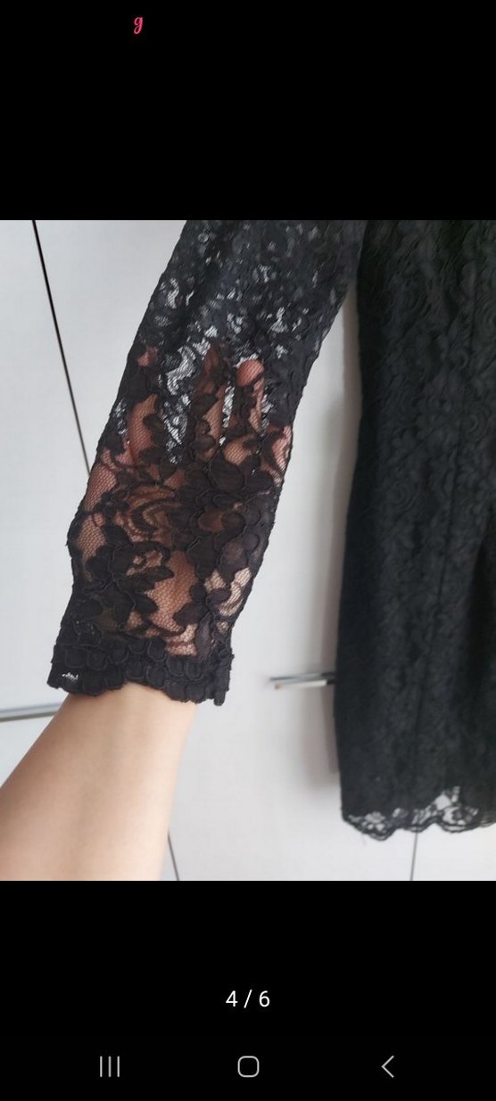 Dantel Detaylı Siyah Midi Elbise - Görsel 4