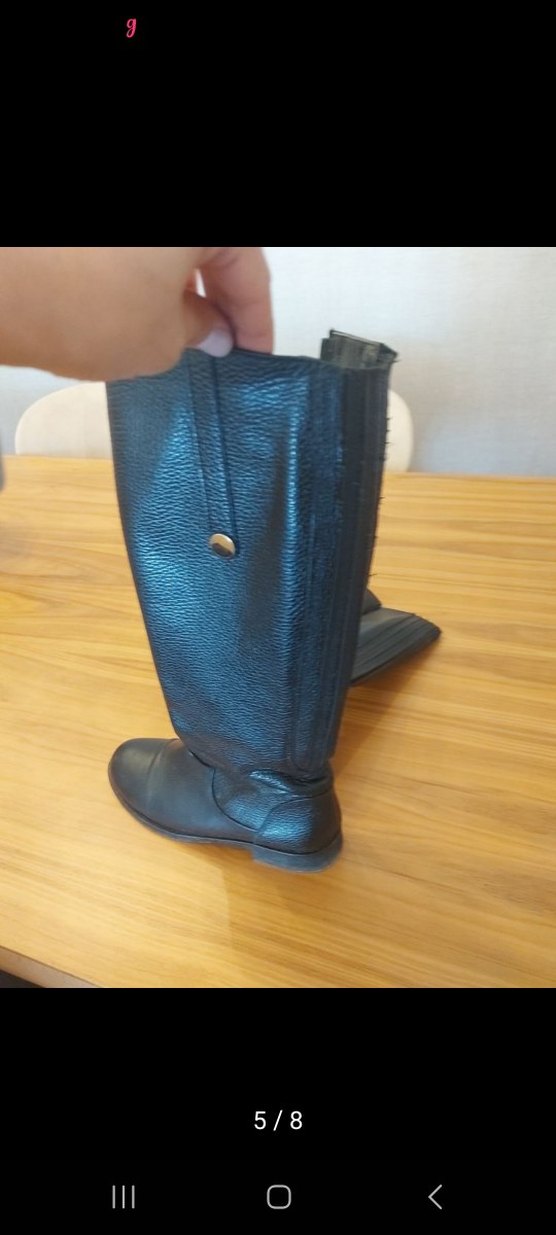 Siyah Deri Dizüstü Kadın Çizme - Görsel 2