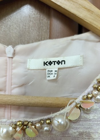 Koton İnci Detaylı Beyaz Midi Triko Elbise