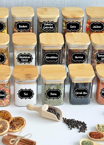 Kavanoz Baharat Etiketi 180 Adet