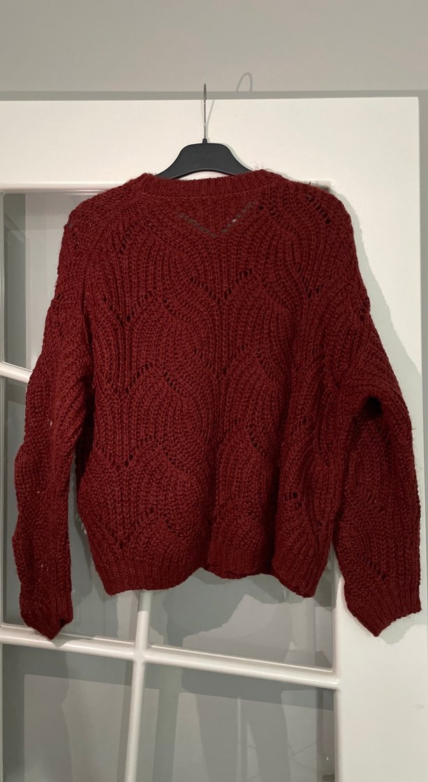 Bordo Örgü Kadın Kazak - Görsel 3