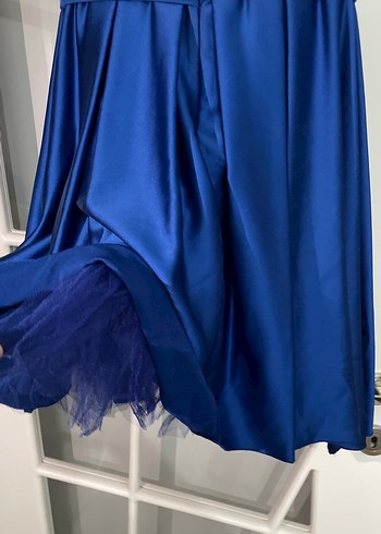 Kemer Detaylı Lacivert V Yakalı Midi Elbise - Görsel 6