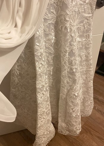 V Yaka Dantelli Uzun Denizkızı Gelinlik - Görsel 8