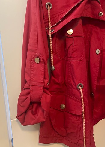 Kadın Kırmızı Deri Fermuarlı Ceket - Görsel 2