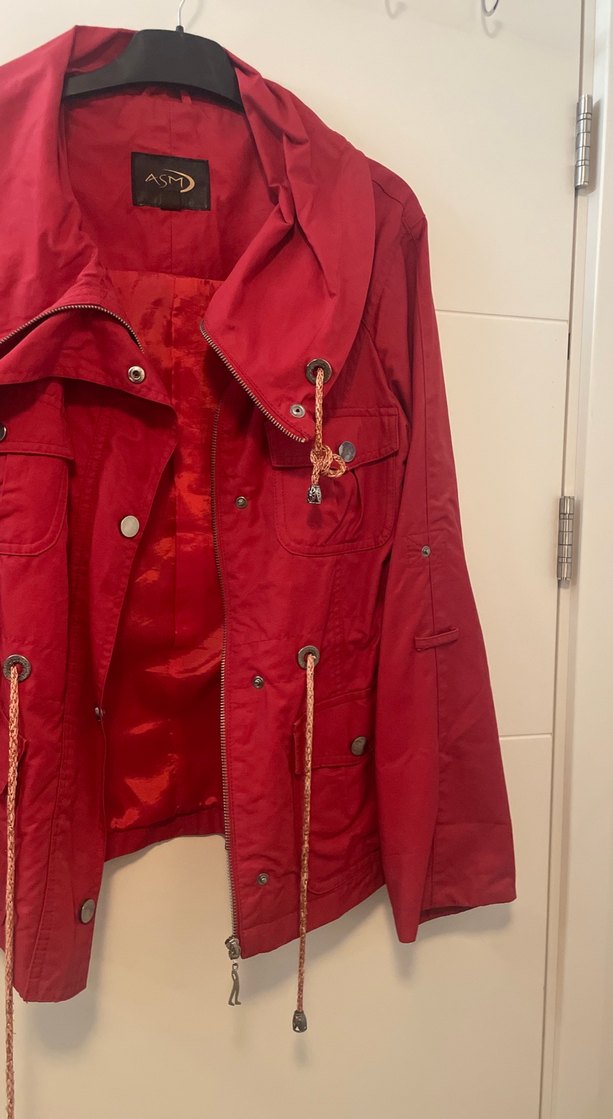 Kadın Kırmızı Deri Fermuarlı Ceket - Görsel 3