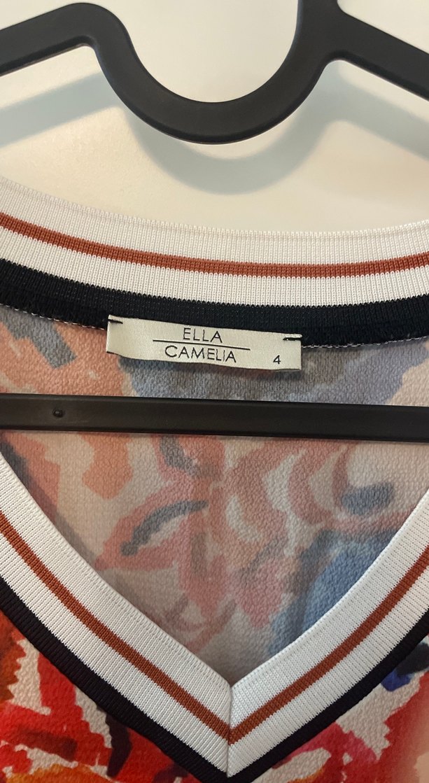 Renkli Bohem V Yaka Kısa Kollu Bluz - Görsel 2