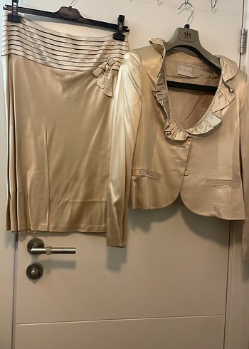 Bej Pilili Midi Kadın Abiye Elbise - Görsel 2