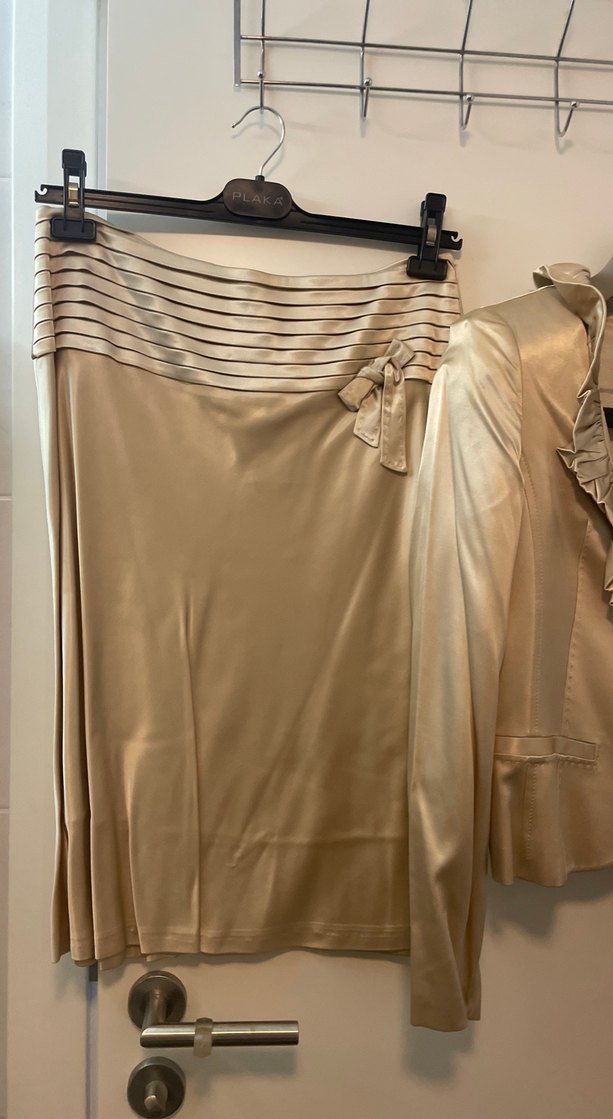 Bej Pilili Midi Kadın Abiye Elbise - Görsel 3