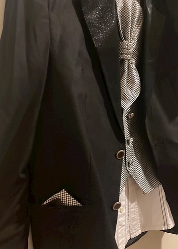 Düğmeli Siyah Erkek Takım Elbise - Görsel 9