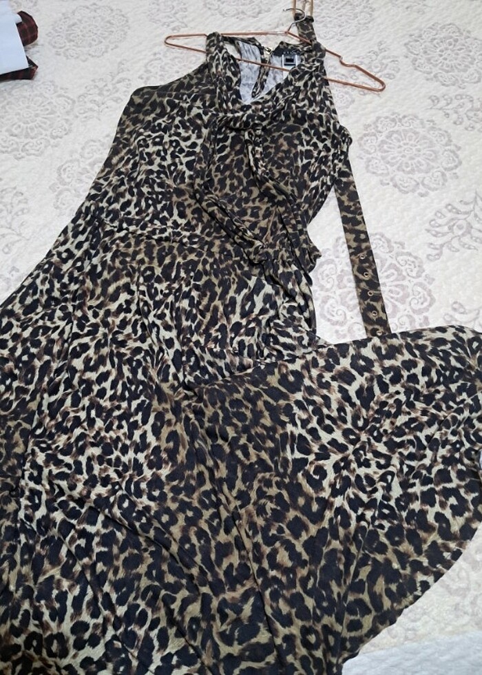 Leopar şık elbise - Görsel 2