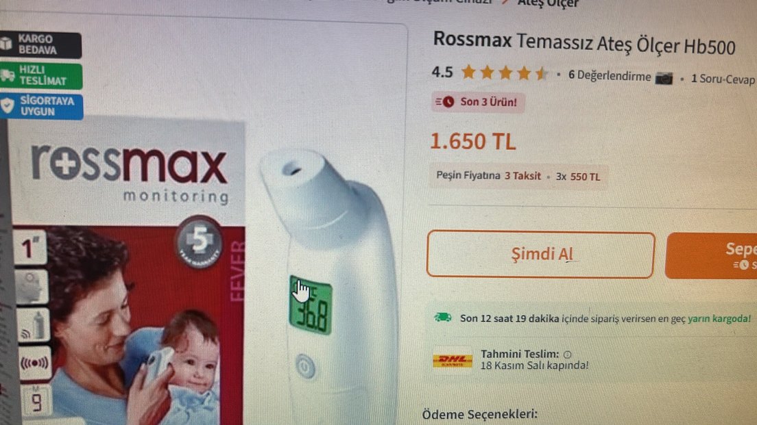 Rossmax HB500 Temassız Şakak Termometresi - Görsel 5