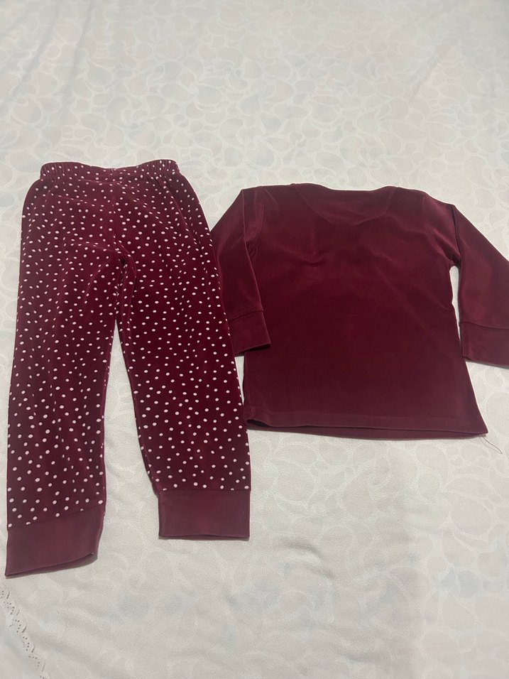 Bordo Barbie Baskılı Kız Gecelik Takımı - Görsel 4