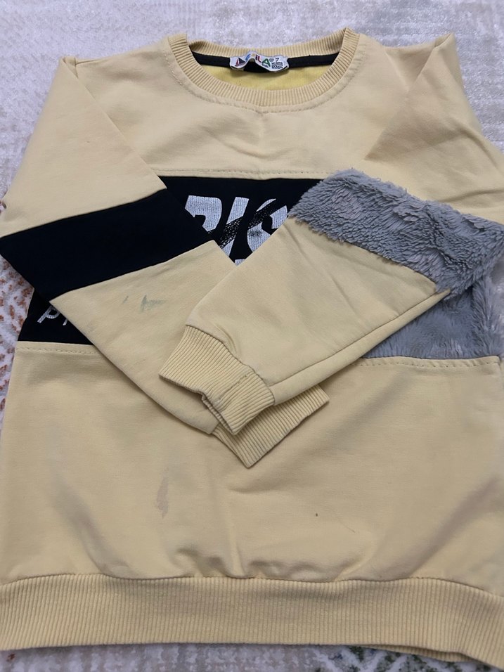 Sarı Gri Baskılı Erkek Sweatshirt - Görsel 3