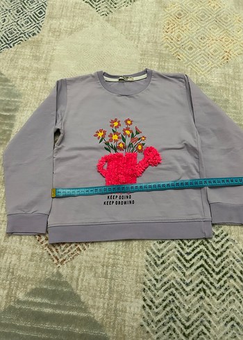 Kız Çocuk lila Uzun Kollu Baskılı Sweatshirt - Görsel 3