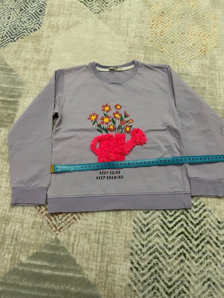 Kız Çocuk lila Uzun Kollu Baskılı Sweatshirt - Görsel 3