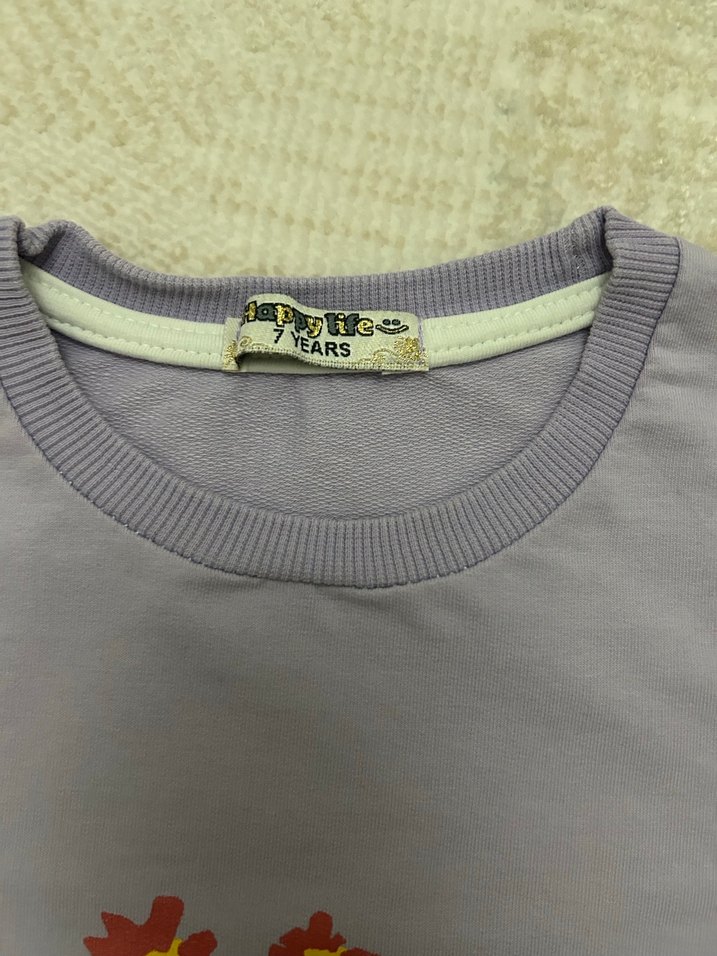 Kız Çocuk lila Uzun Kollu Baskılı Sweatshirt - Görsel 2