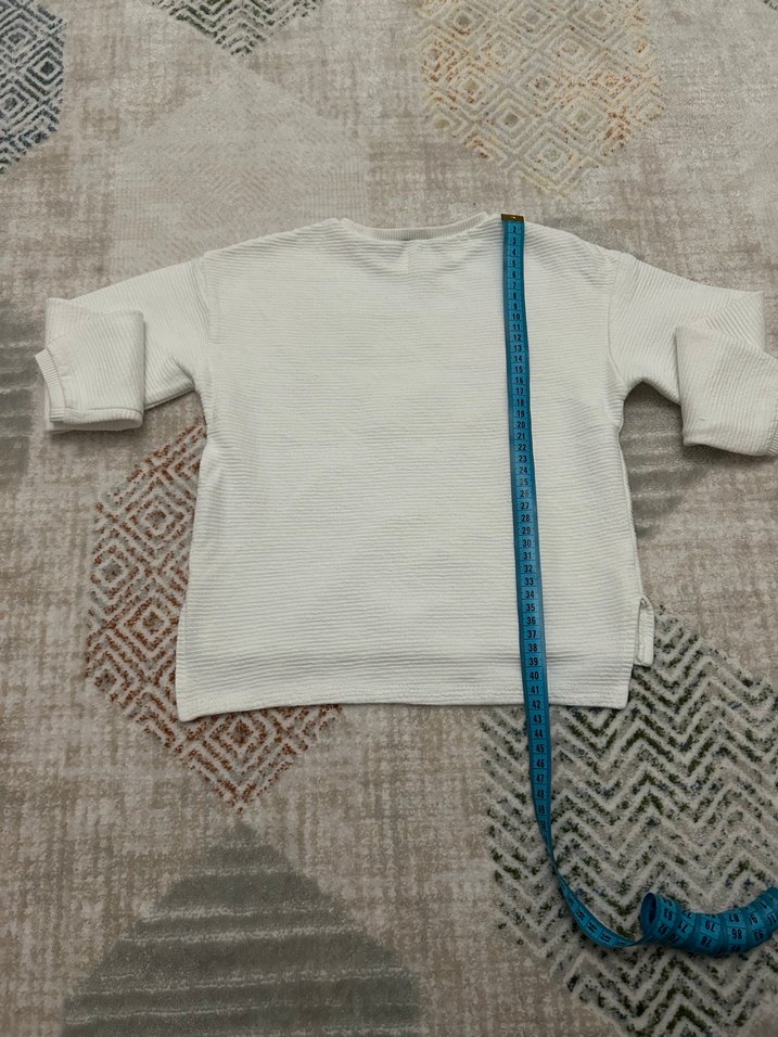 Beyaz Uzun Kollu Kız Sweatshirt - Görsel 4