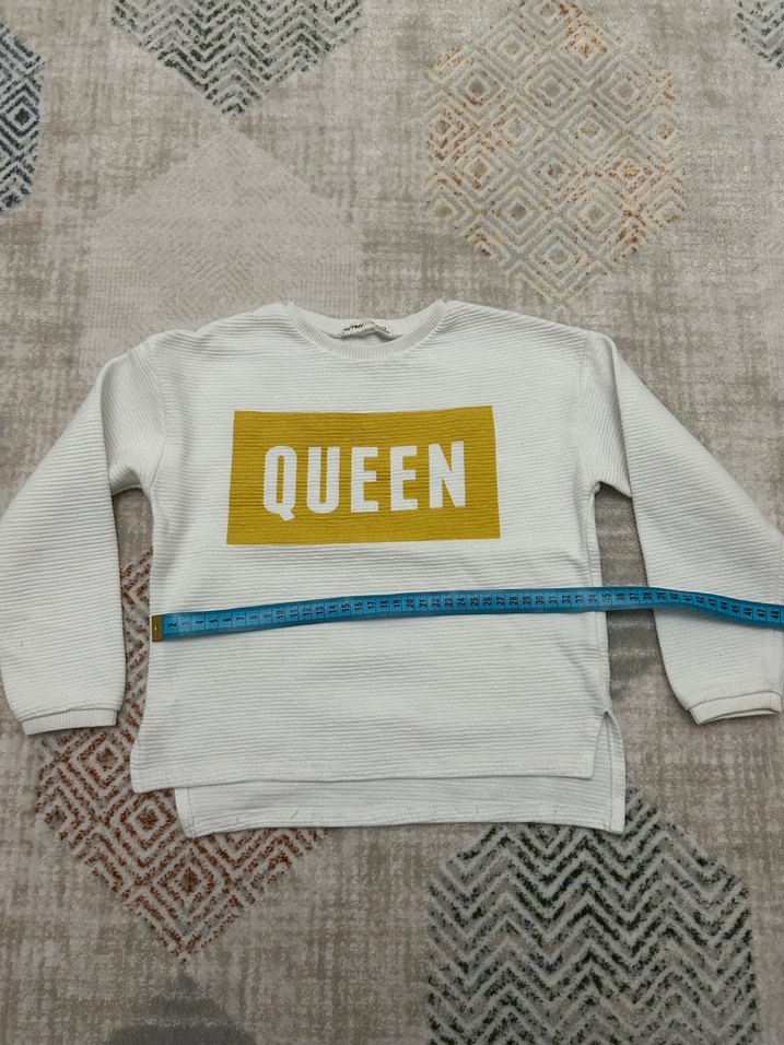 Beyaz Uzun Kollu Kız Sweatshirt - Görsel 2