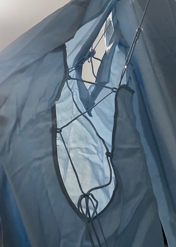 Uzun Kollu Mavi Kadın Sabahlık - Görsel 3