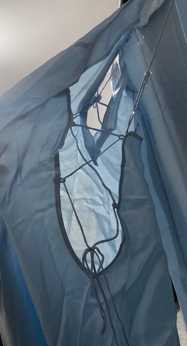 Uzun Kollu Mavi Kadın Sabahlık - Görsel 3