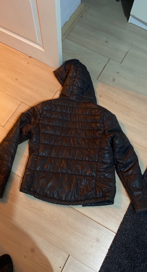 Kapüşonlu Siyah Deri Kadın Ceket - Görsel 2