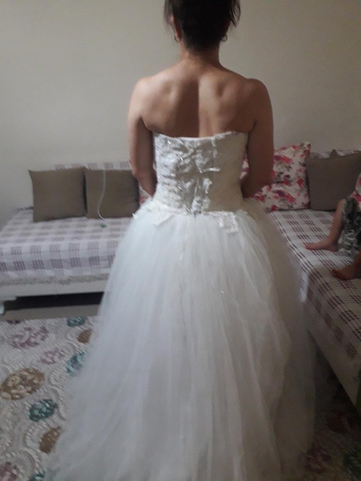 Straplez Uzun Prenses Gelinlik - Görsel 3