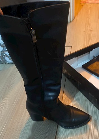 Siyah Deri  Stiletto Bot - Görsel 2