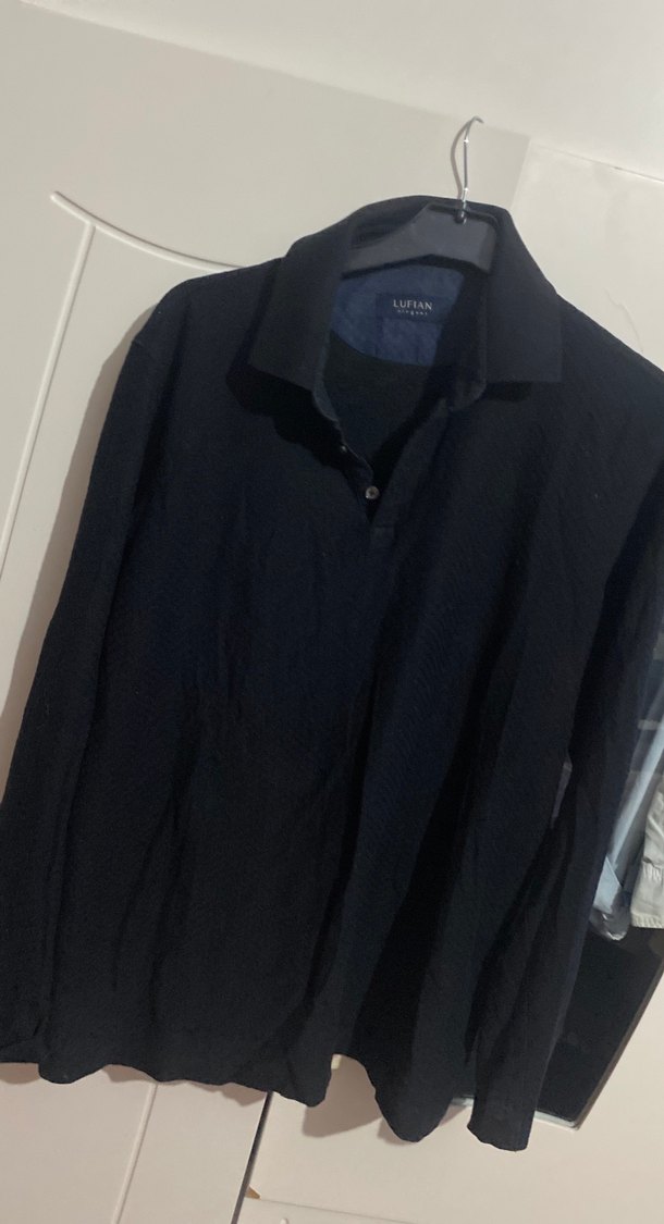 Siyah Erkek Keten Gömlek Uzun Kol - Görsel 3