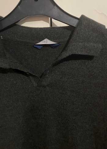 Düğmeli Keten Erkek Gri Kazak - Görsel 2