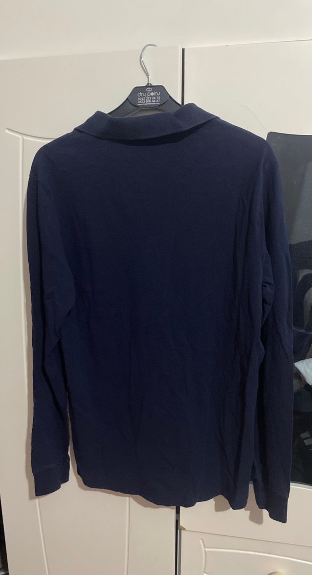 Uzun Kollu Lacivert Yılan Desenli Polo Tişört - Görsel 2