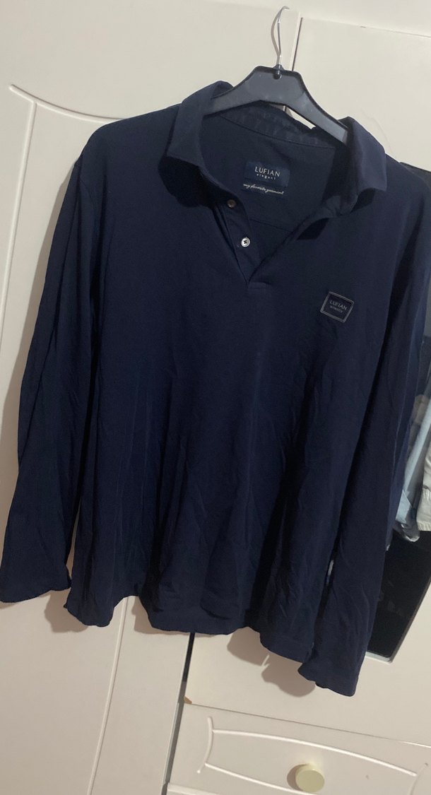 Lufian Lacivert Uzun Kollu Polo Tişört - Görsel 3
