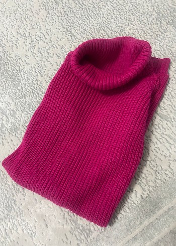 Pembe Boğazlı Triko Kadın Kazak - Görsel 2