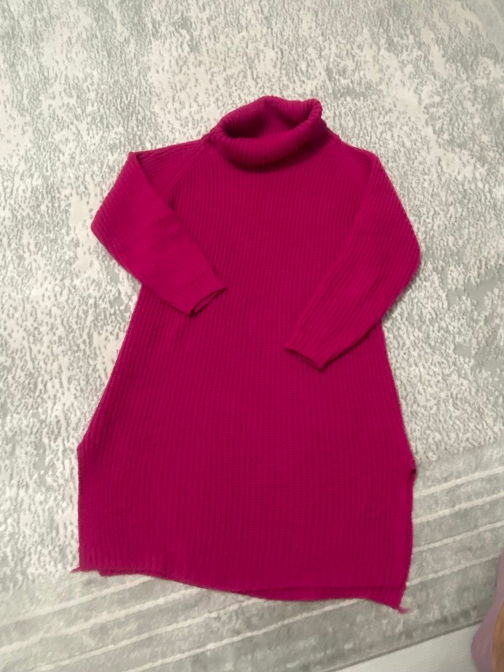 Pembe Boğazlı Triko Kadın Kazak - Görsel 3