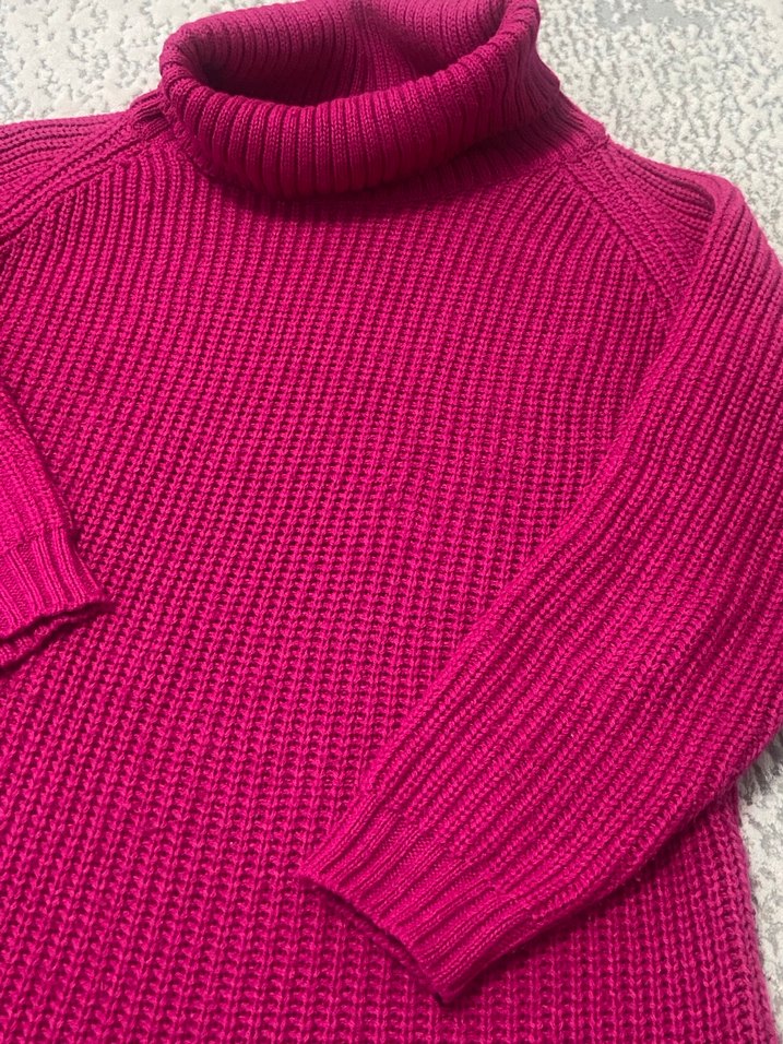 Pembe Boğazlı Triko Kadın Kazak - Görsel 4