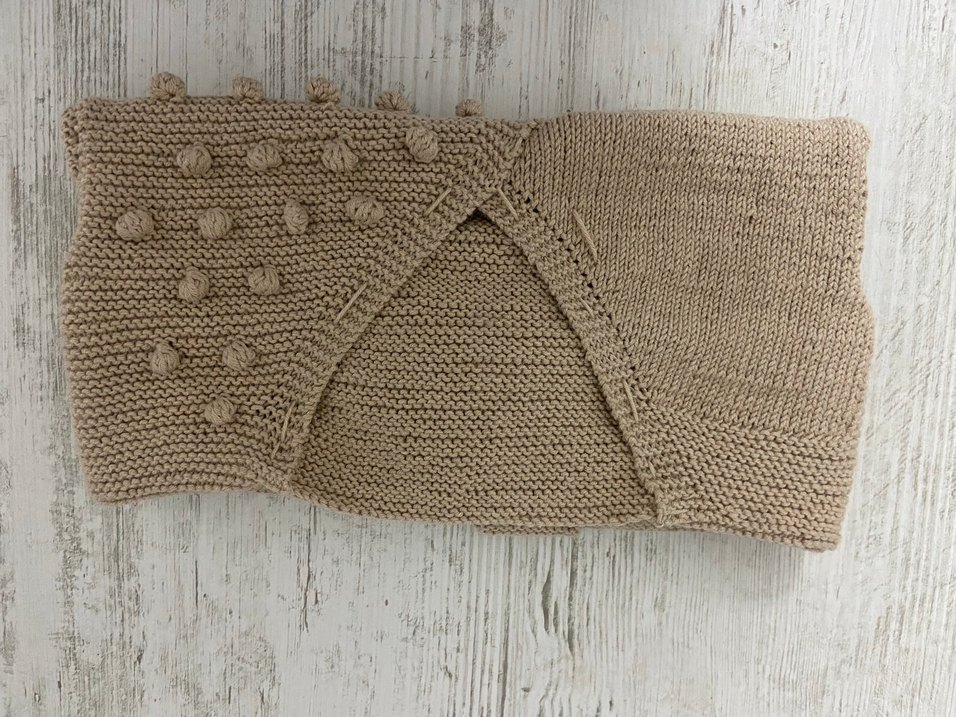 Bej Örgü Kız Çocuk Bohem Askılı Hırka - Görsel 4