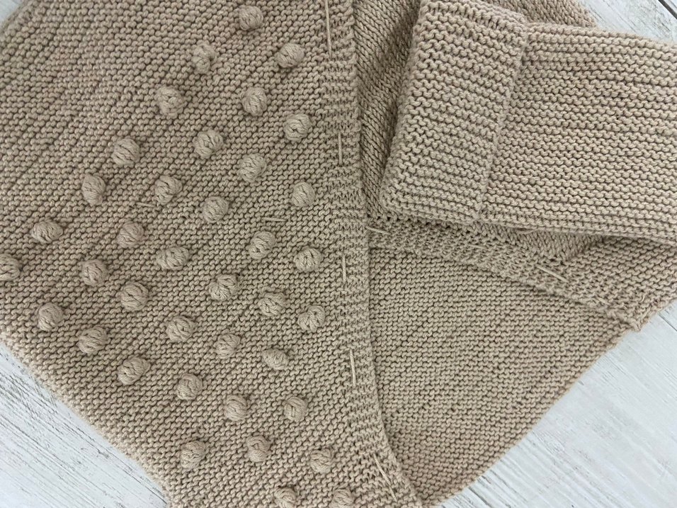 Bej Örgü Kız Çocuk Bohem Askılı Hırka - Görsel 2