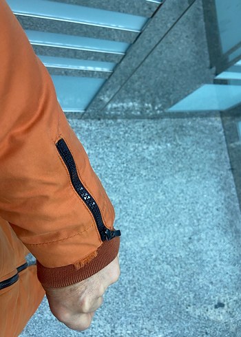 Uzun kiremit rengi Fermuarlı Kadın Kaban - Görsel 5