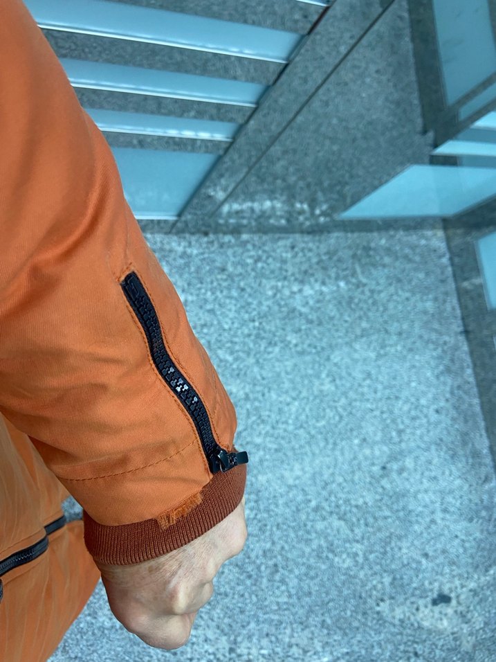 Uzun kiremit rengi  Fermuarlı Kadın Kaban - Görsel 5