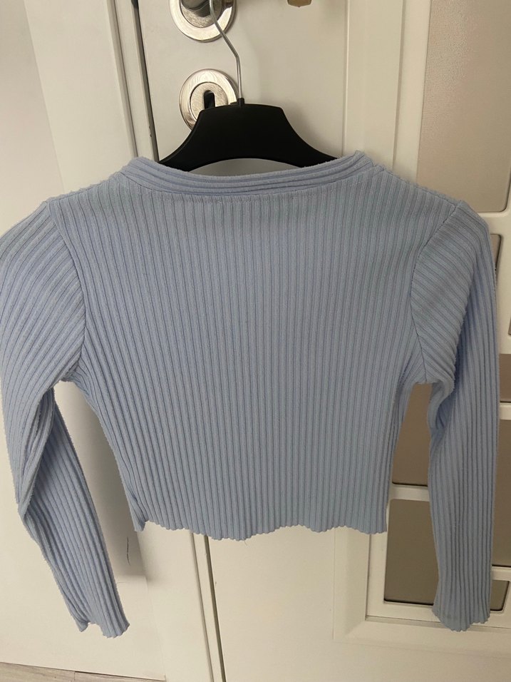 Düğmeli V YakalıKadın Kazak - Görsel 2