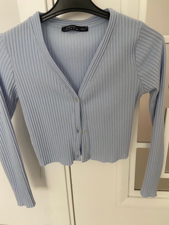 Düğmeli V YakalıKadın Kazak - Görsel 4