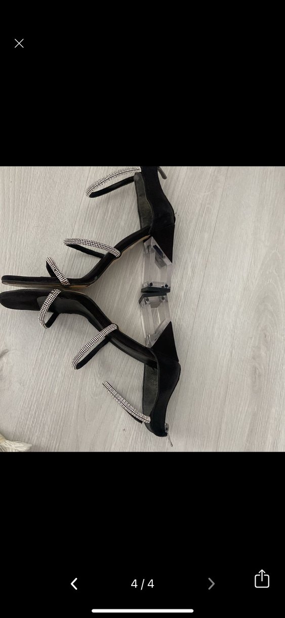 Kemerli Siyah taşlı Stiletto Topuklu Ayakkabı - Görsel 4