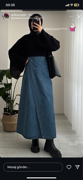 Diğer Demim Jeans Çapraz Tesettür Etek