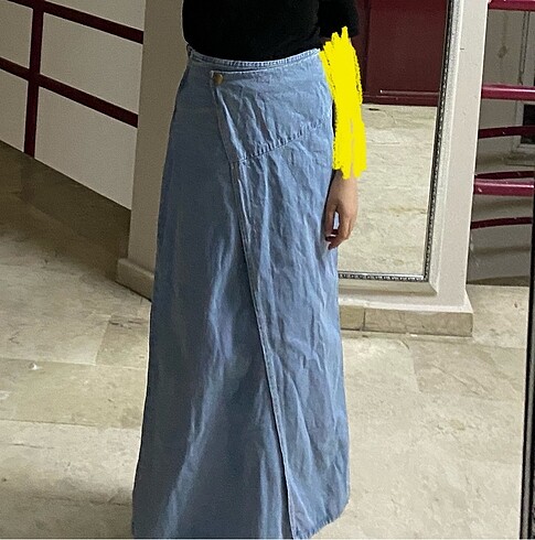 s Beden Demim Jeans Çapraz Tesettür Etek