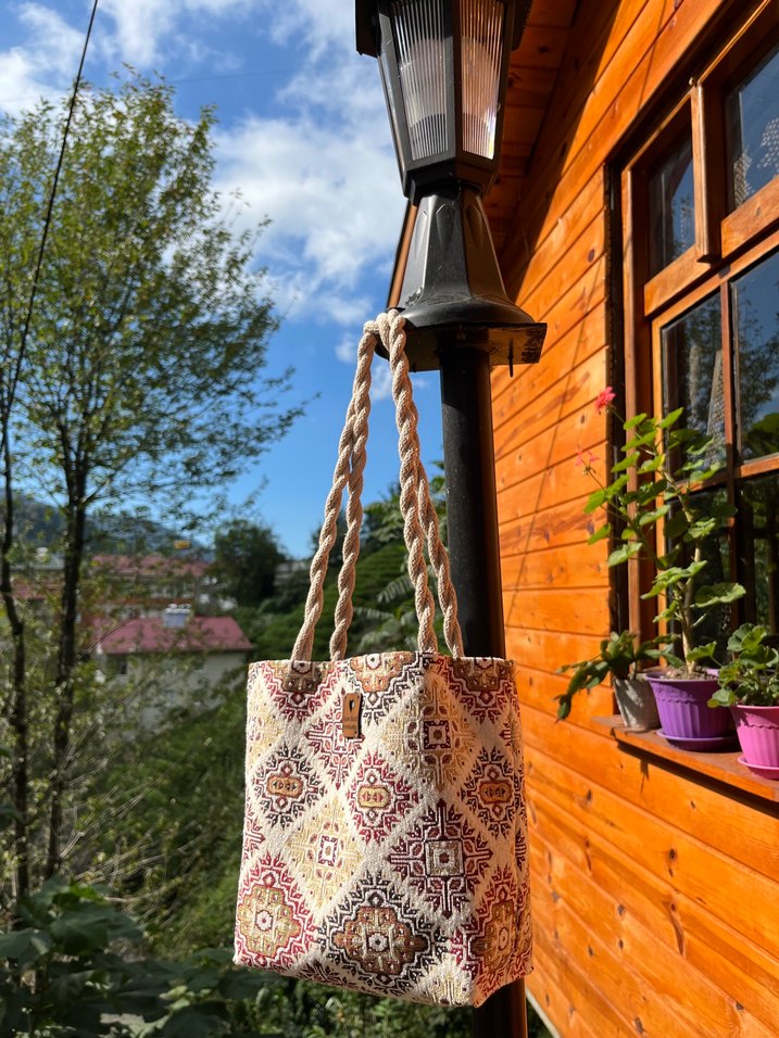 Etnik Desenli vintage Toprak kol Çanta - Görsel 3