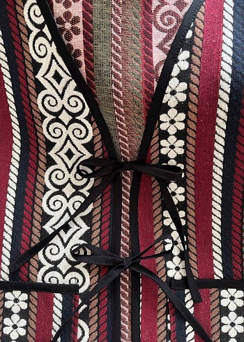 Bohem Bordo Nergis Kadın Yelek - Görsel 3