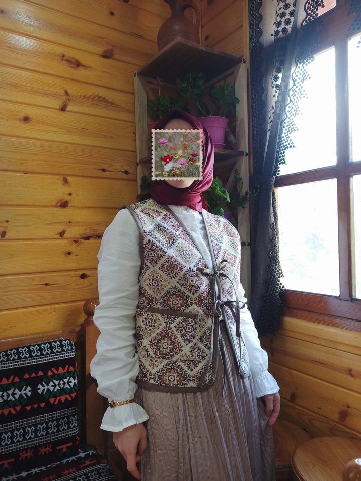 Vintage etnik desen Toprak yelek - Görsel 3