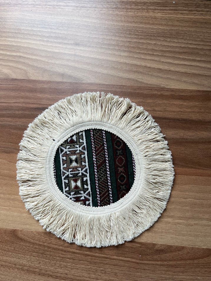 Bohem Tarzı Püsküllü Yuvarlak Bardak Altlığı - Görsel 2