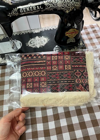 Bordo Etnik Desenli Püsküllü runner - Görsel 4