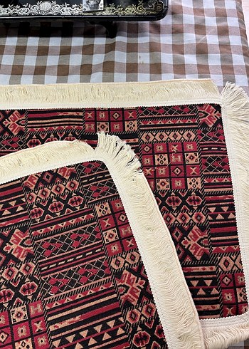 Bordo Etnik Desenli Püsküllü runner - Görsel 2